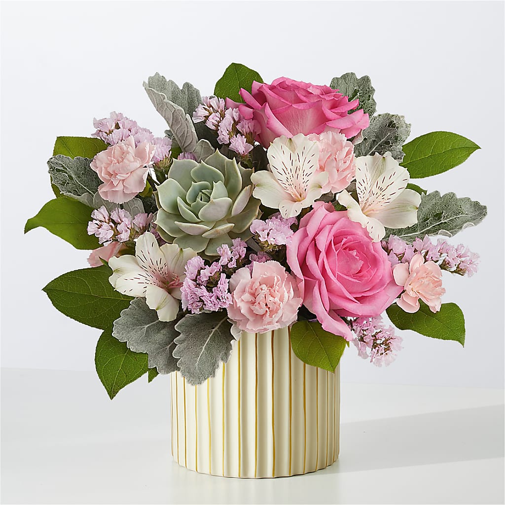 Dusty Rose Bouquet with Ivory Vase – MAISON DES FLEUR BLOSSOME, Laval PQ