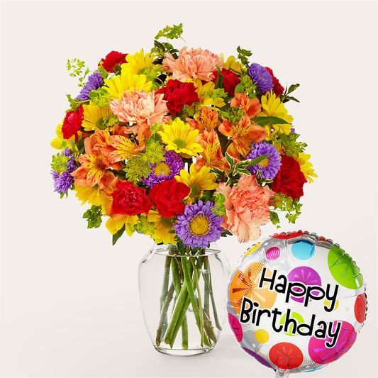 Kaleidoscope Bouquet with Birthday Balloon –  Maison Des Fleur Blossome, Laval PQ