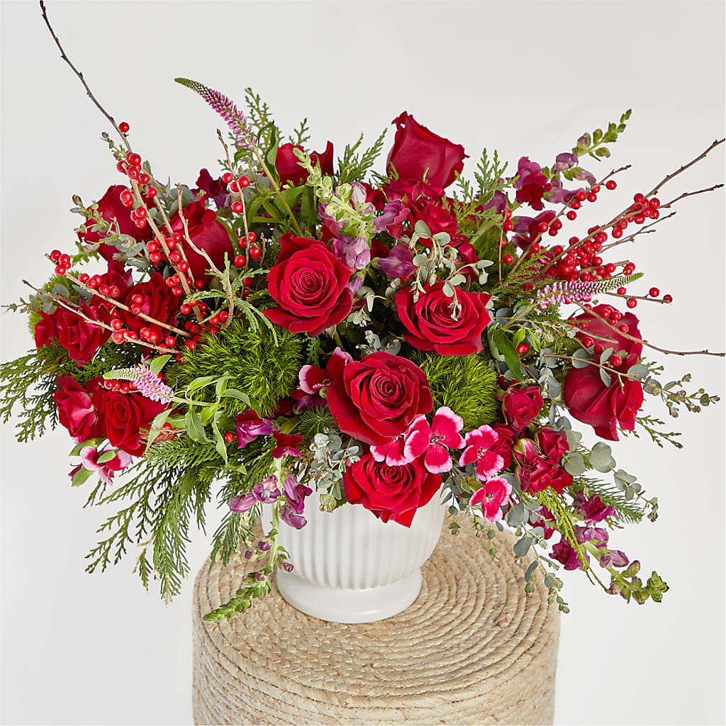 Big Red Bow Bouquet –  Maison Des Fleurs Blossome Inc, Lachine PQ