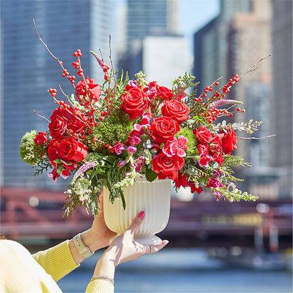 Big Red Bow Bouquet –  Maison Des Fleurs Blossome Inc, Lachine PQ