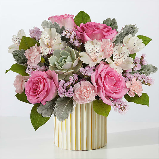 Dusty Rose Bouquet with Ivory Vase – MAISON DES FLEUR BLOSSOME, Laval PQ