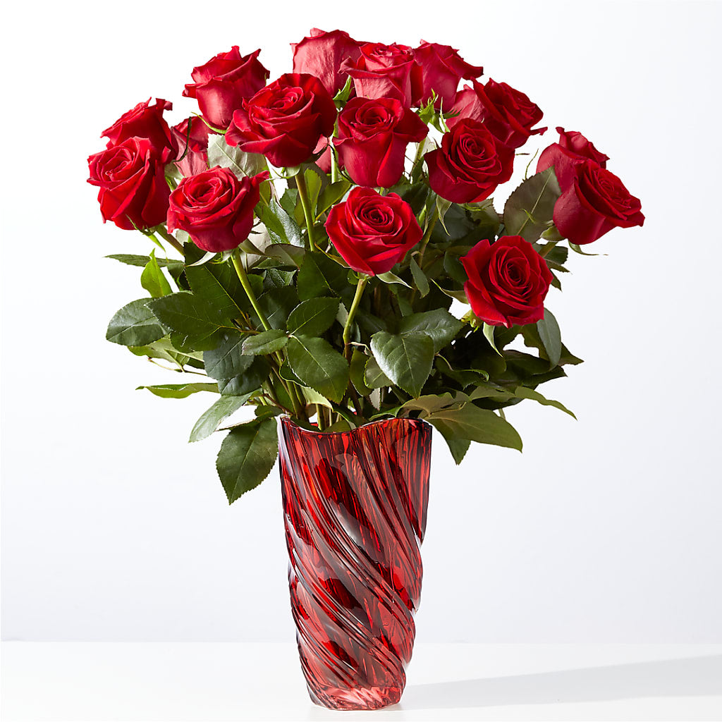 Classic Love Red Rose Bouquet with Luxe Swirl Vase –  Maison Des Fleur Blossome, Laval PQ