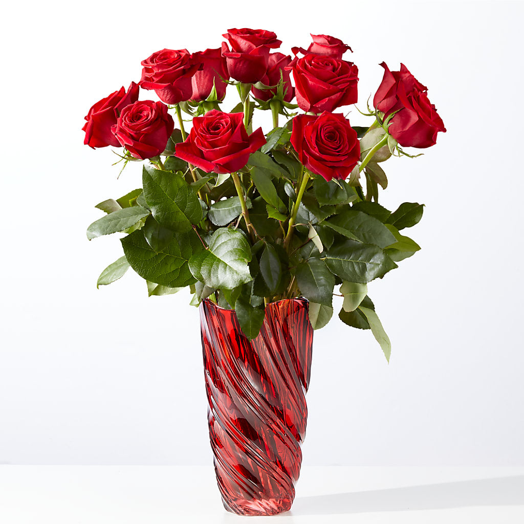 Classic Love Red Rose Bouquet with Luxe Swirl Vase –  Maison Des Fleur Blossome, Laval PQ
