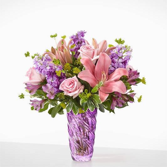 Precious Petals Bouquet with Luxe Swirl Vase –  Maison Des Fleur Blossome, Laval PQ