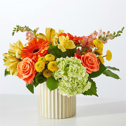 Autumn Sunshine Bouquet with Ivory Vase –  Maison Des Fleurs Blossome Inc, Lachine PQ