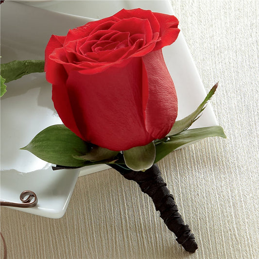 Red Rose Boutonniere –  Maison Des Fleur Blossome, Laval PQ